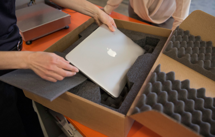 Packing a laptop securely for shipping