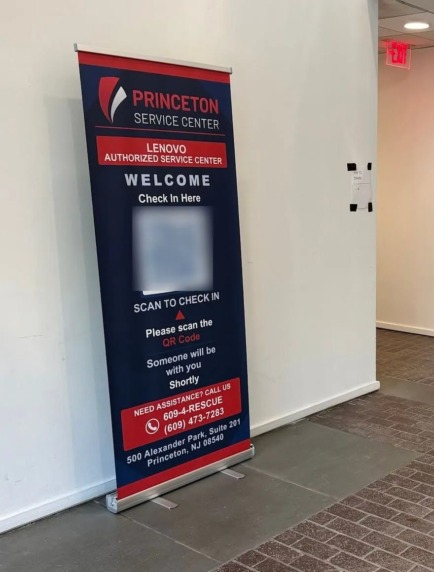 Check-in stand at Princeton Service Center in Princeton, NJ